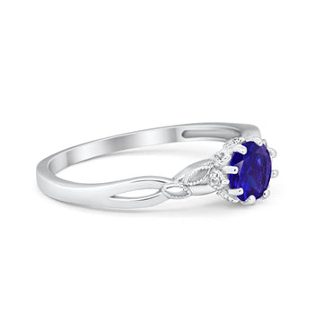 Art Deco Wedding Ring Simulated Blue Sapphire CZ 925 Sterling Silver